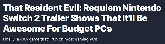 IGN：Switch2都能玩《生化9》 低配PC就不用擔心了！