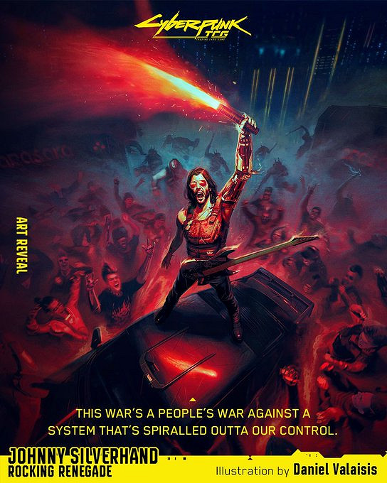 電馭叛客官方集換式卡牌遊戲角色插畫：含強尼·銀手等