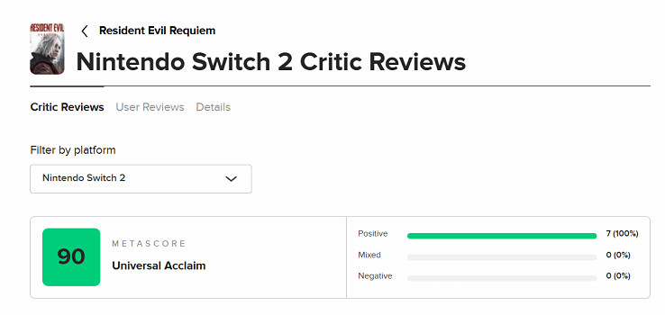 《生化9》NS2版M站評分：7家媒體全部好評！均分90分