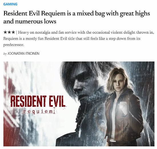 外媒給《生化9》打出60分及格線！批評遊戲節奏紊亂