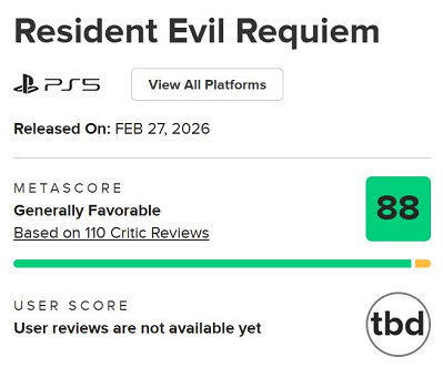 《惡靈古堡9 安魂曲》M站均分88：這個系列前途無量