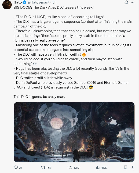 《毀滅戰士》新作總監透露新DLC細節! 體量近乎續作