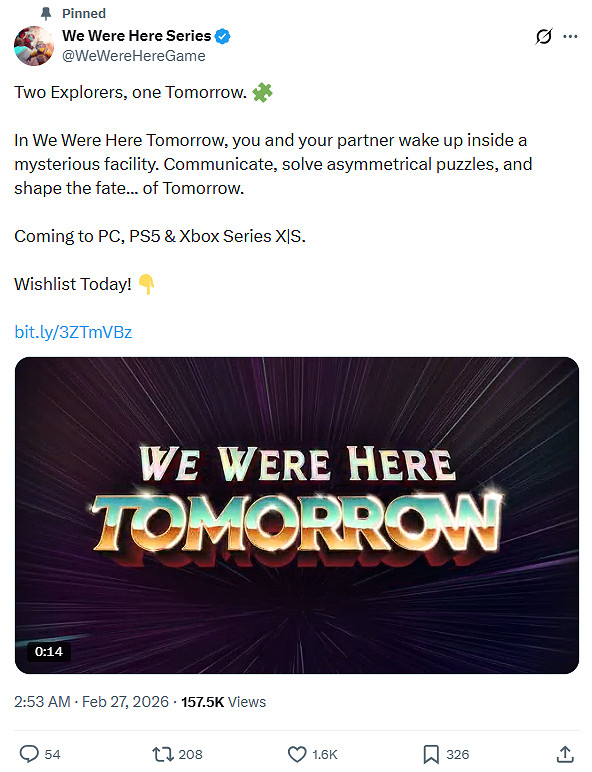 《We Were Here》系列雙人新作預告公布! 2026年發售 《We Were Here》系列雙人新作預告公布! 2026年發售