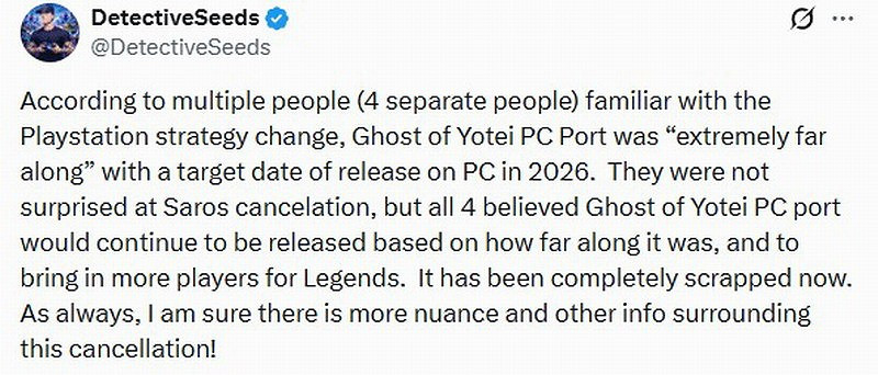 曝《羊蹄山之魂》PC版基本做完!無奈被索尼取消 曝《羊蹄山之魂》PC版基本做完!無奈被索尼取消