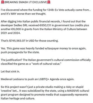 曝DEI遊戲《1348：聖誓》資金來源竟是意大利文化部