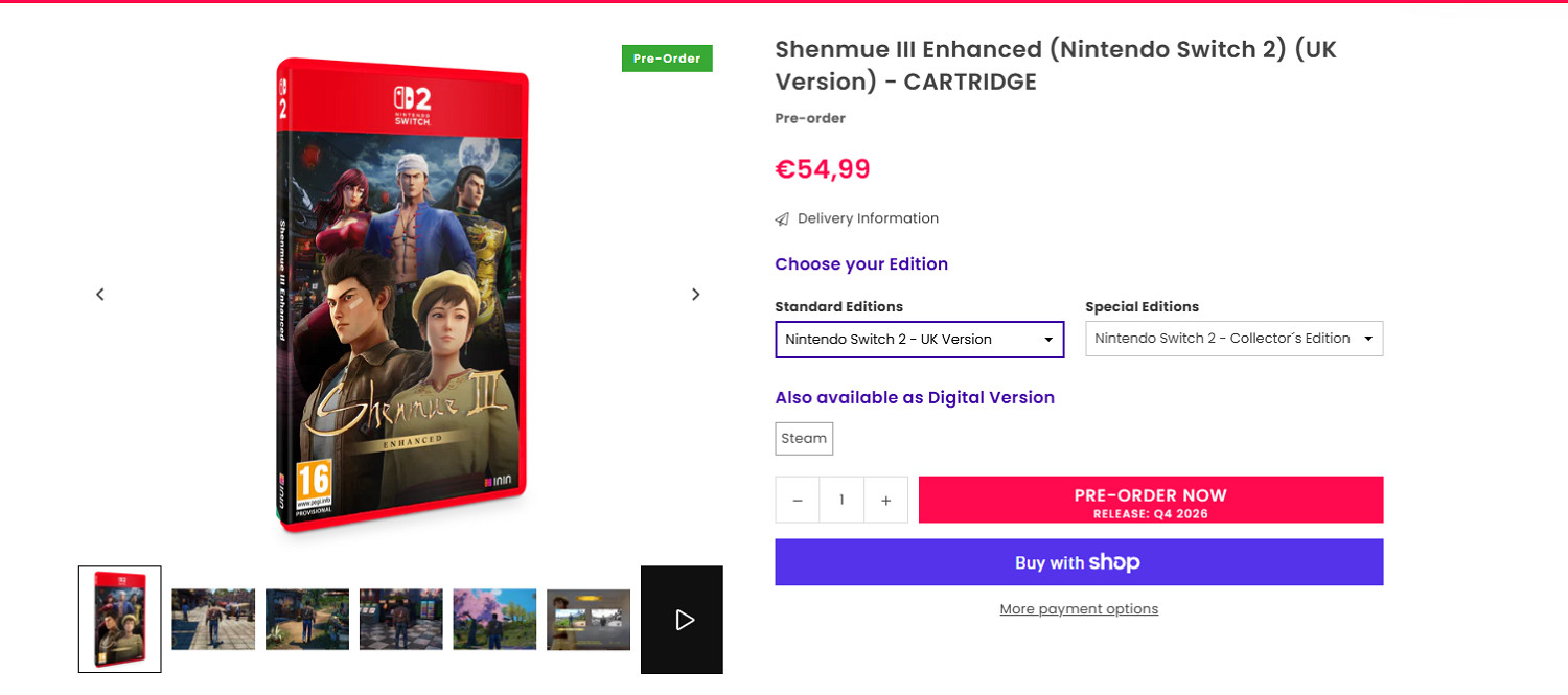 《莎木3增強版》或於今年第四季度上線! 預售預告亮相 《莎木3增強版》或於今年第四季度上線! 預售預告亮相