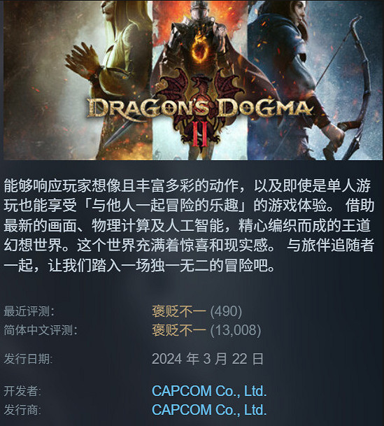 《龍之信條2》公布兩周年紀念賀圖！玩家催官方出DLC