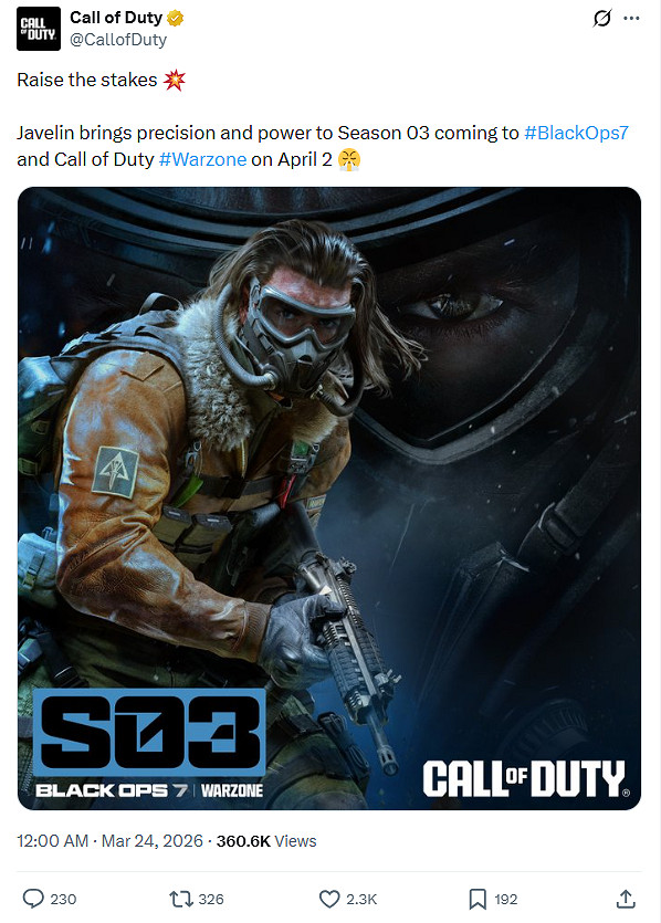 《黑色行動7》第三賽季定檔！ 4月2日攜海量內容上線