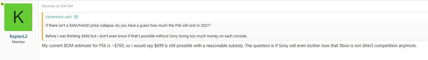 網傳PS6售價近千刀?可靠爆料人否認:可能是699美元 網傳PS6售價近千刀?可靠爆料人否認:可能是699美元