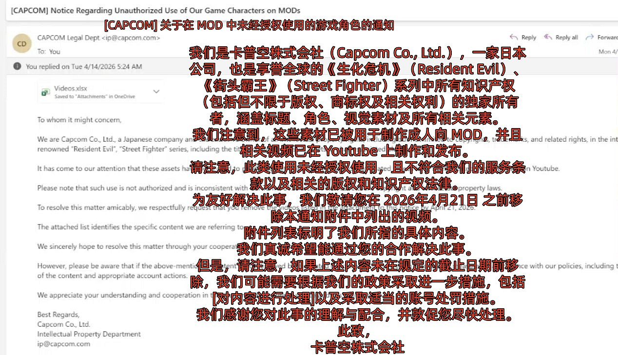 就在剛剛!卡普空重拳出擊 知名Mod頻道遭"核打擊" 就在剛剛!卡普空重拳出擊 知名Mod頻道遭"核打擊"