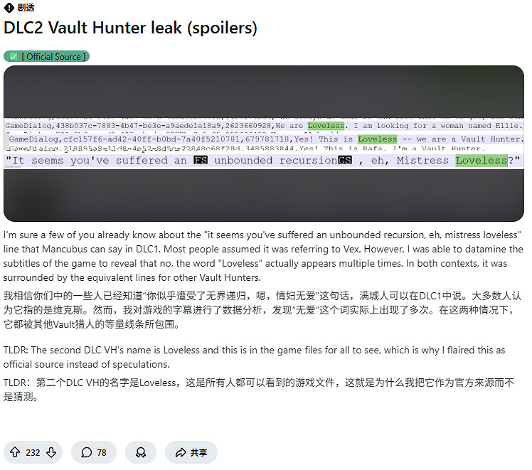 曝《邊緣禁地4》第二款DLC秘藏獵人角色線索疑似泄露