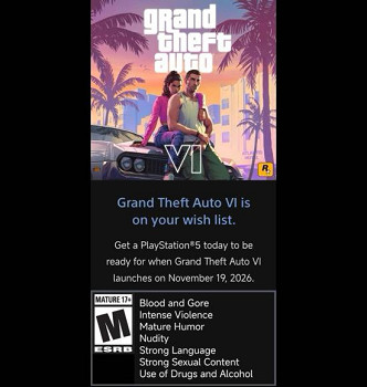 《GTA6》分級訊息遭PS營銷郵件泄露：評定為M級！